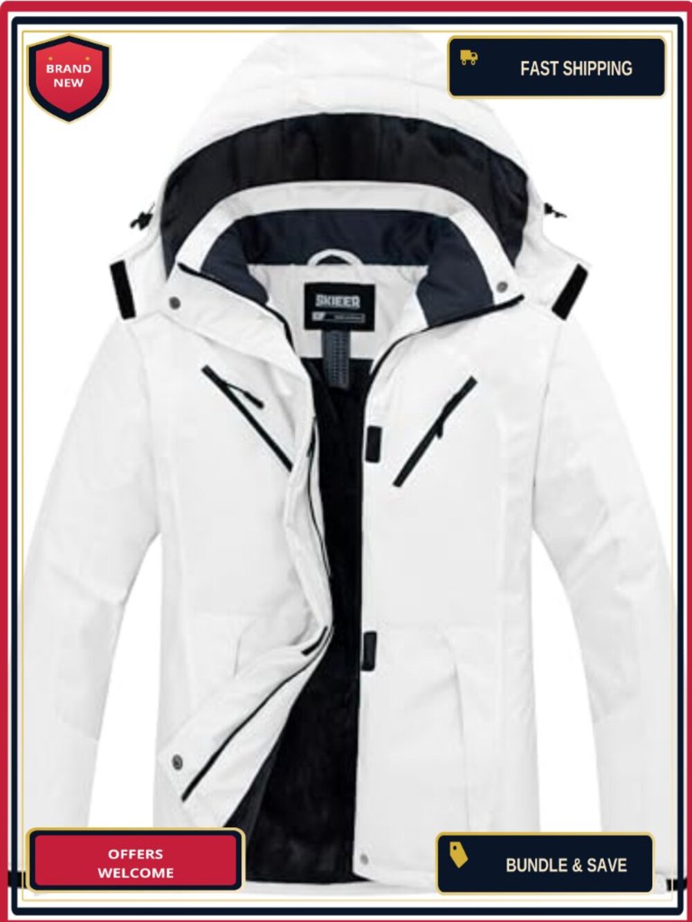 Women's Ski Jacket Waterproof Windproof Winter Snow Coat Hooded